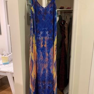 Watercolor maxi dress- loose fit runs a bit large.